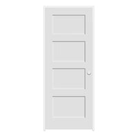 Milette 30-inch x 80-inch Primed 4-Panel Solid Wood Shaker Style Prehung Interior Door Left Hand MDF (Paint Grade)