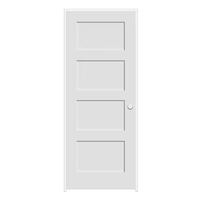 Milette 30-inch x 80-inch Primed 4-Panel Solid Wood Shaker Style Prehung Interior Door Left Hand MDF (Paint Grade)