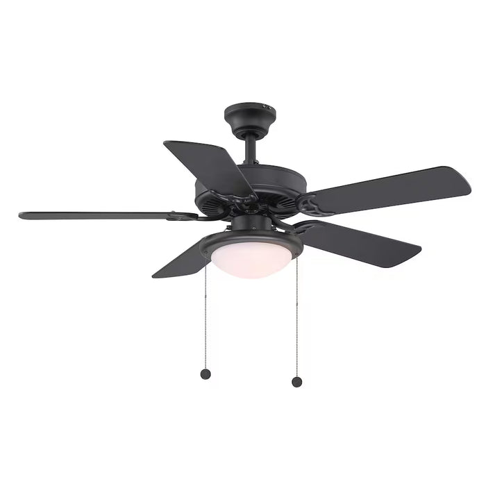 HDG Trice 44-inch Indoor Matte Black Ceiling Fan with Light Kit and Pull Chains