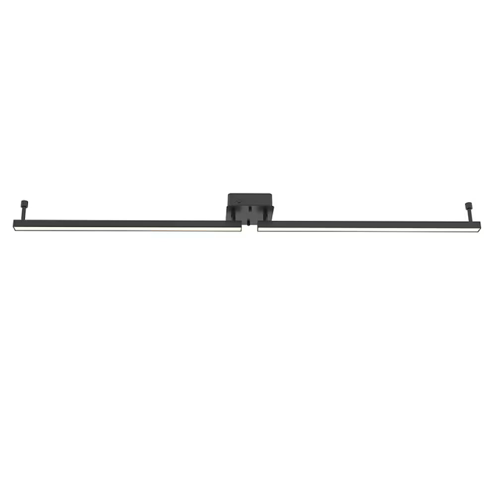 Home Decorators Collection Fiddleneck 48-inch 2-Light Integrated LED Dimmable Fixed Linear Black Square Tube Track Lighting Kit