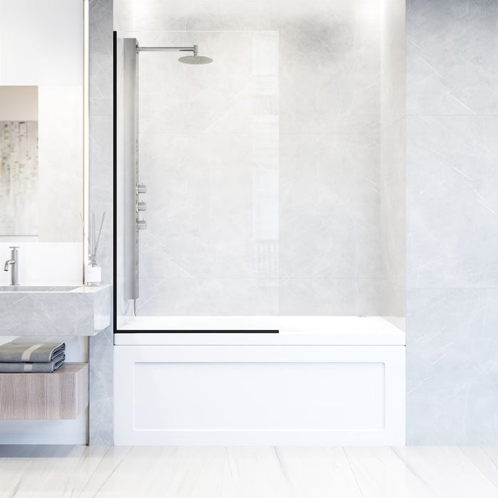 VIGO Zenith 34 in x 62 in Frameless Fixed Tub Screen in Matte Black