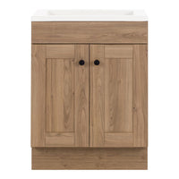 Glacier Bay Addison 24-inch W Bathroom Vanity in Sand Elm with Cultured Marble Vanity Sink Top