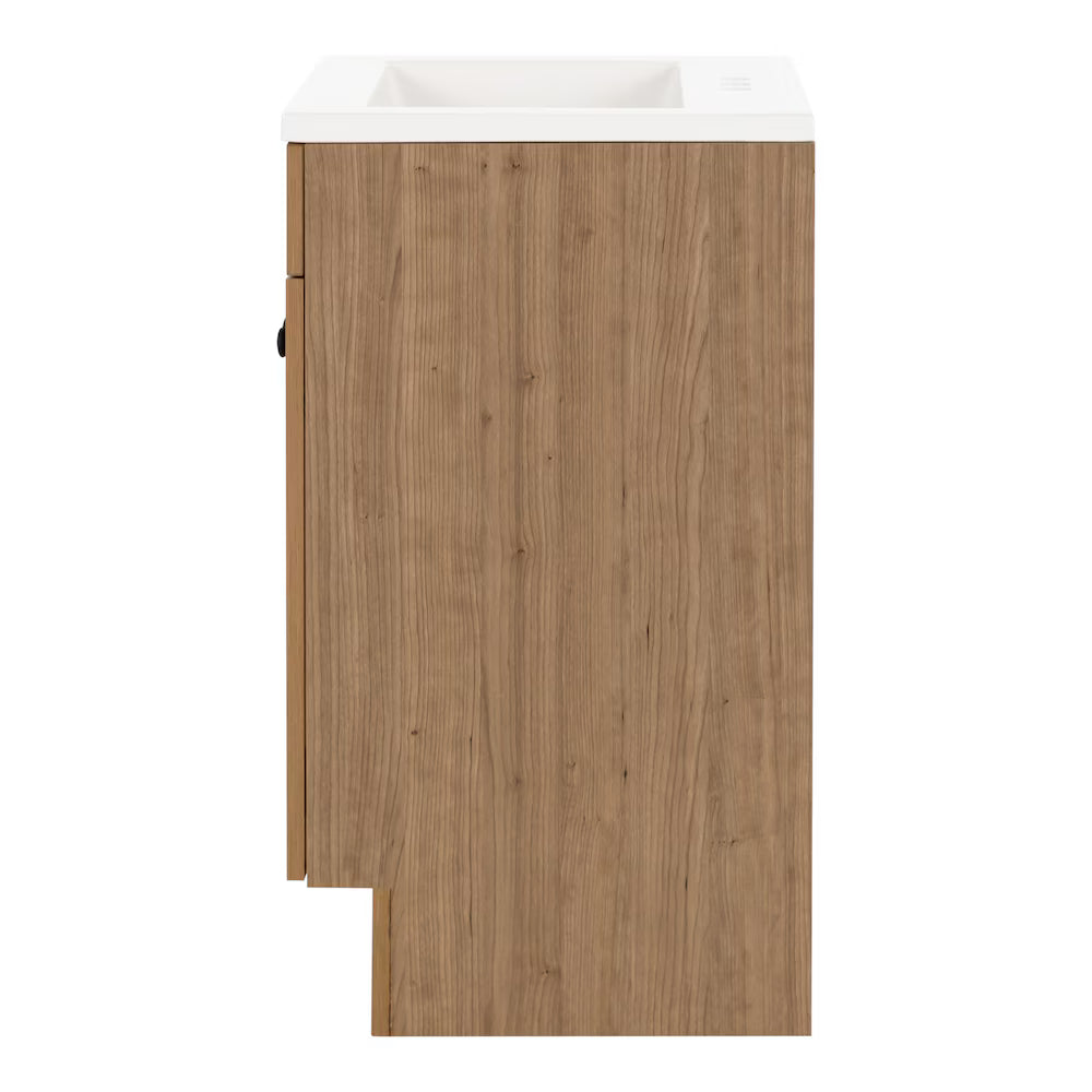 Glacier Bay Addison 24-inch W Bathroom Vanity in Sand Elm with Cultured Marble Vanity Sink Top