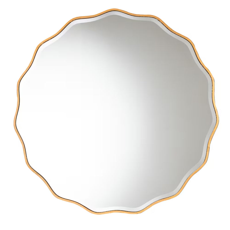 Baxton Studio Weston Circular Wall Mountable Mirror in Gold