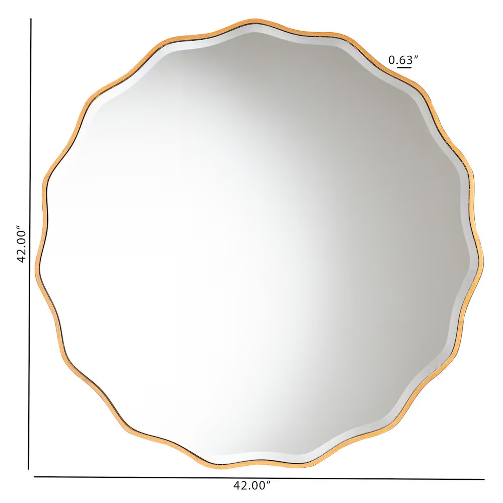 Baxton Studio Weston Circular Wall Mountable Mirror in Gold