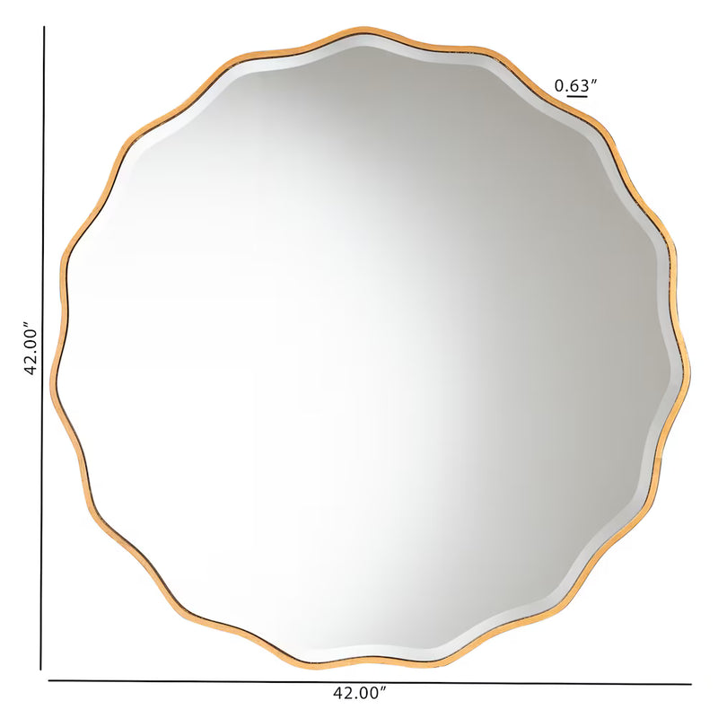 Baxton Studio Weston Circular Wall Mountable Mirror in Gold