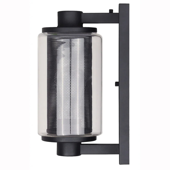 Jagger 1-Light Black Outdoor Wall Sconce with Clear Glass Shade and Mesh