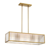 GlucksteinElements Plaza 4-Light 60W Brass Chandelier with Clear Reeded Glass Shade