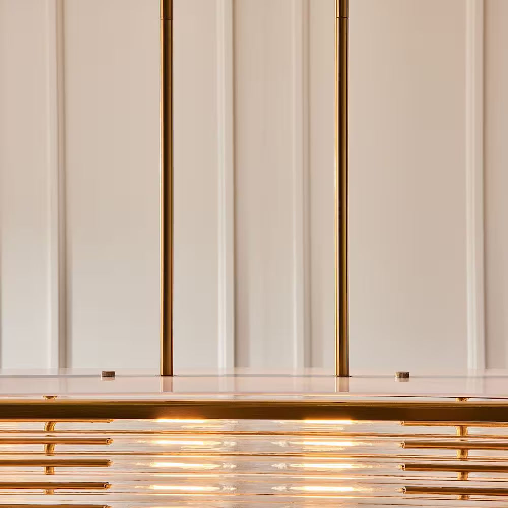 GlucksteinElements Plaza 4-Light 60W Brass Chandelier with Clear Reeded Glass Shade