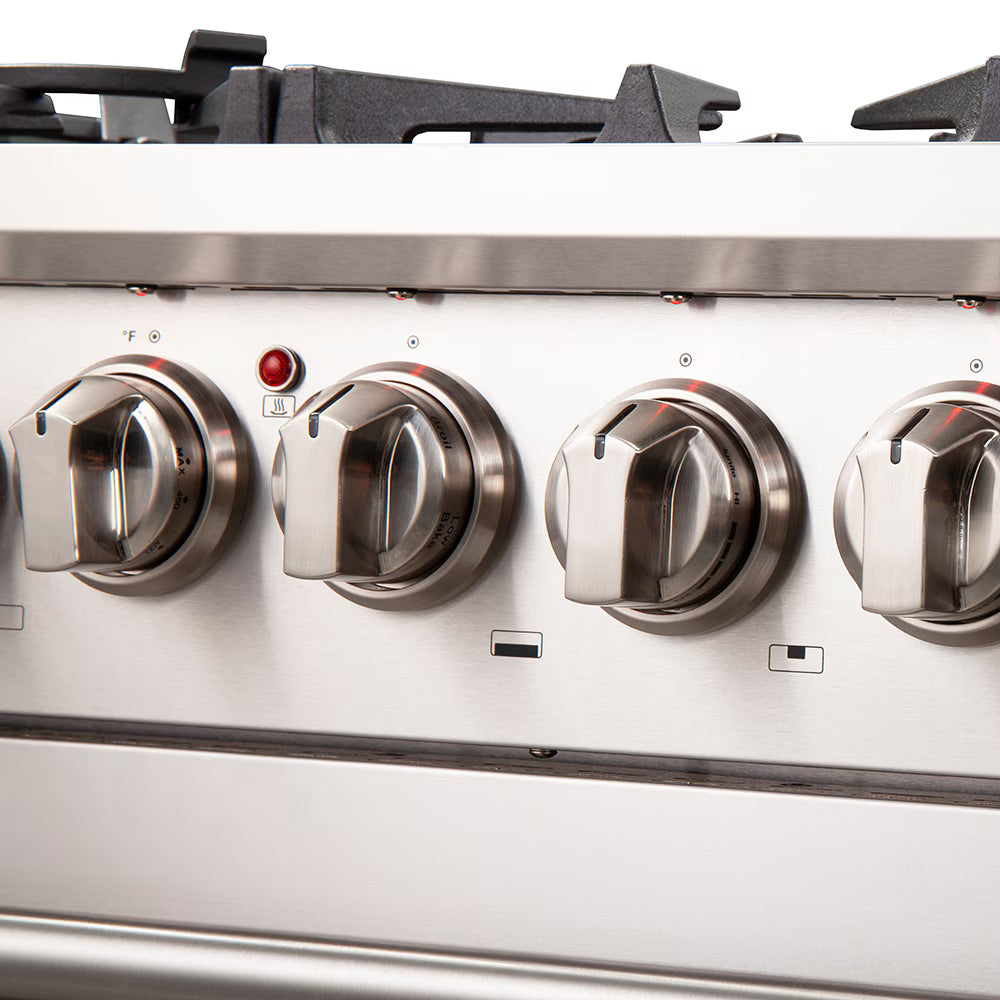 Forno Capriasca 30-inch Freestanding Dual Fuel Range All Stainless Steel, 5 Brass Burners, 4.32 cu.ft.