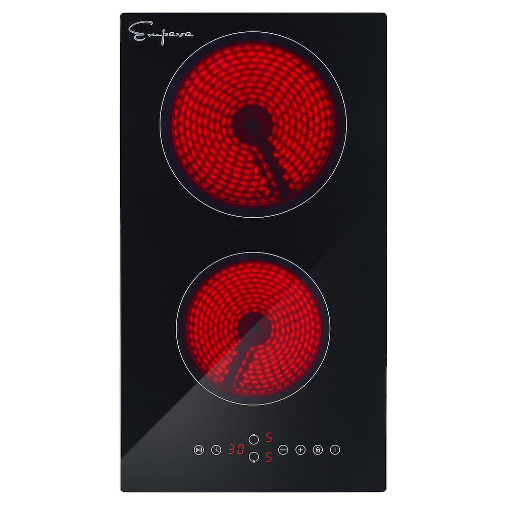 Empava Built-In 12-inch Smooth Surface Radiant Electric Cooktop in Black with 2 Elements
