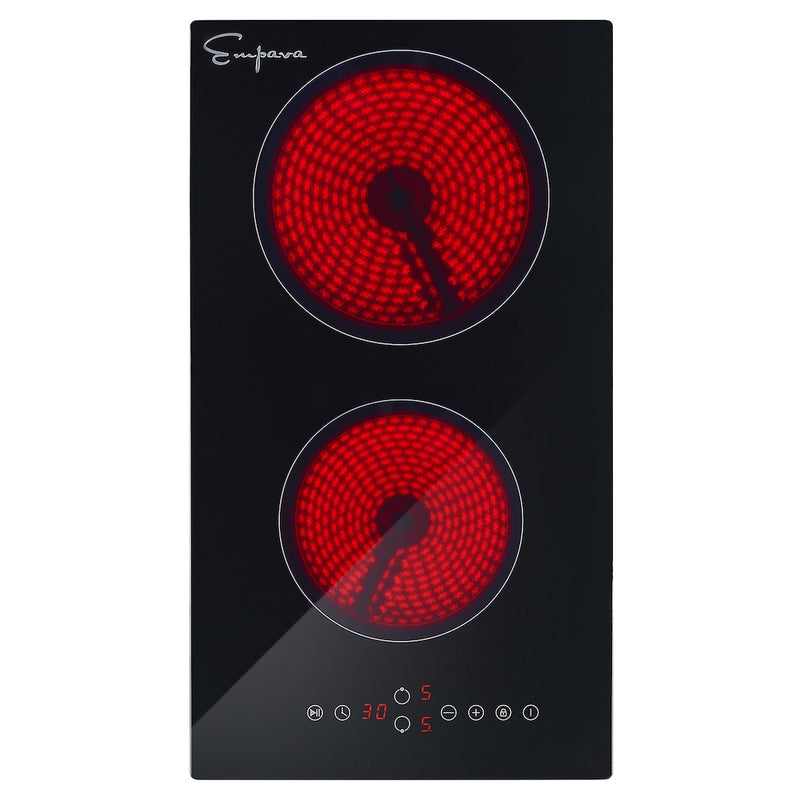 Empava Built-In 12-inch Smooth Surface Radiant Electric Cooktop in Black with 2 Elements
