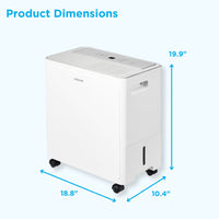 Vissani 50 Pint Capacity Portable Dehumidifier, 4,500 Sq. Ft. Coverage - ENERGY STAR®