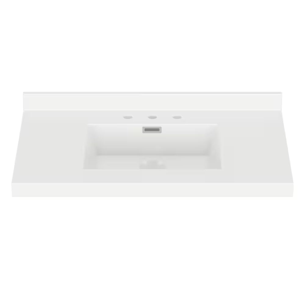 Magick Woods 37-Inch Width x 22-Inch Depth White Vanity Top with Rectangular Integrated Bowl