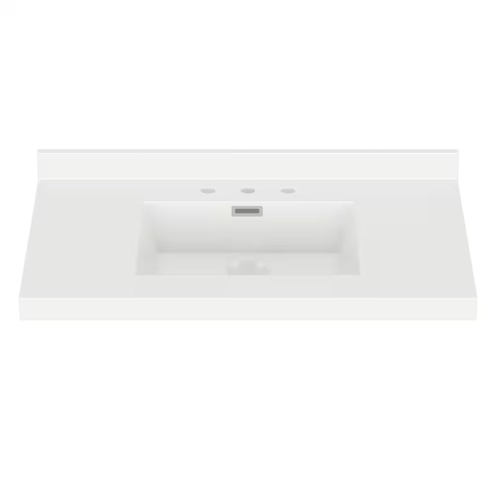 Magick Woods 37-Inch Width x 22-Inch Depth White Vanity Top with Rectangular Integrated Bowl