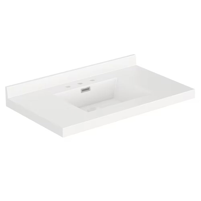 Magick Woods 37-Inch Width x 22-Inch Depth White Vanity Top with Rectangular Integrated Bowl