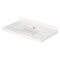 Magick Woods 37-Inch Width x 22-Inch Depth White Vanity Top with Rectangular Integrated Bowl