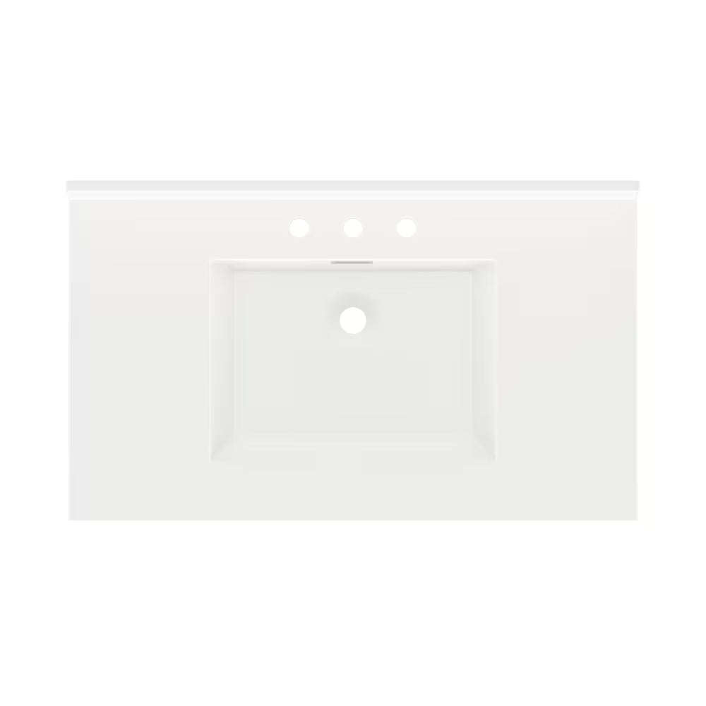 Magick Woods 37-Inch Width x 22-Inch Depth White Vanity Top with Rectangular Integrated Bowl