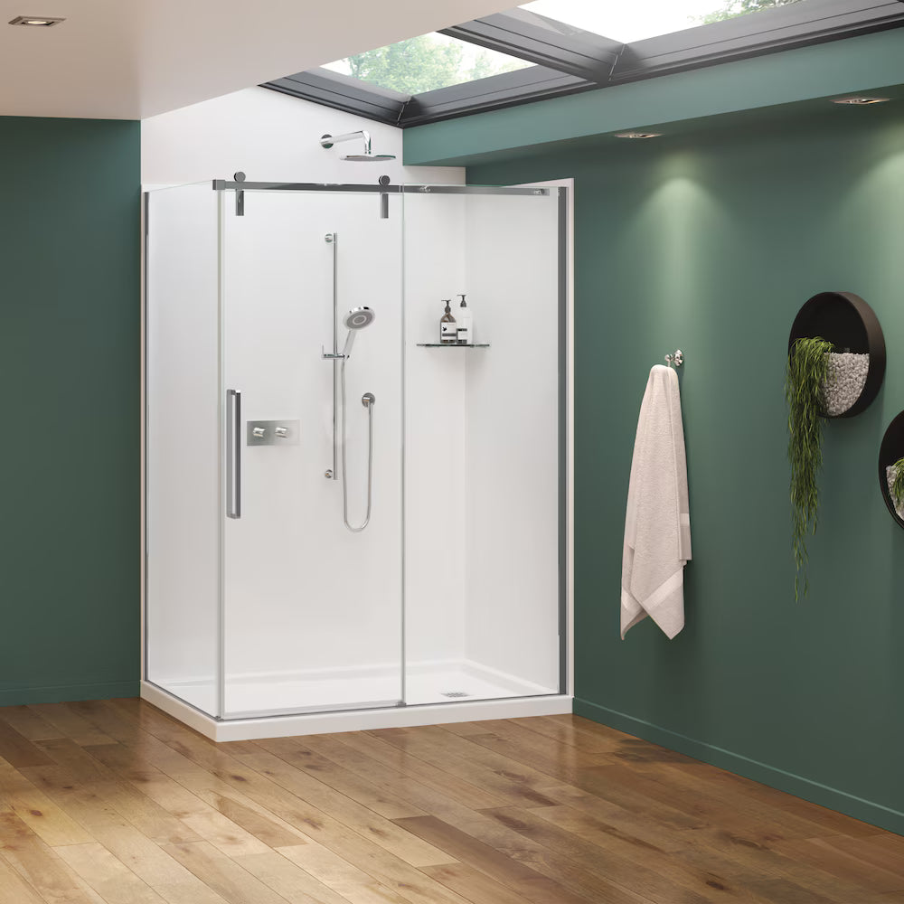 MAAX Utile 60 in. L x 80 in. H Single Back Shower Wall Panel in Erosion Bora White Matte Finish