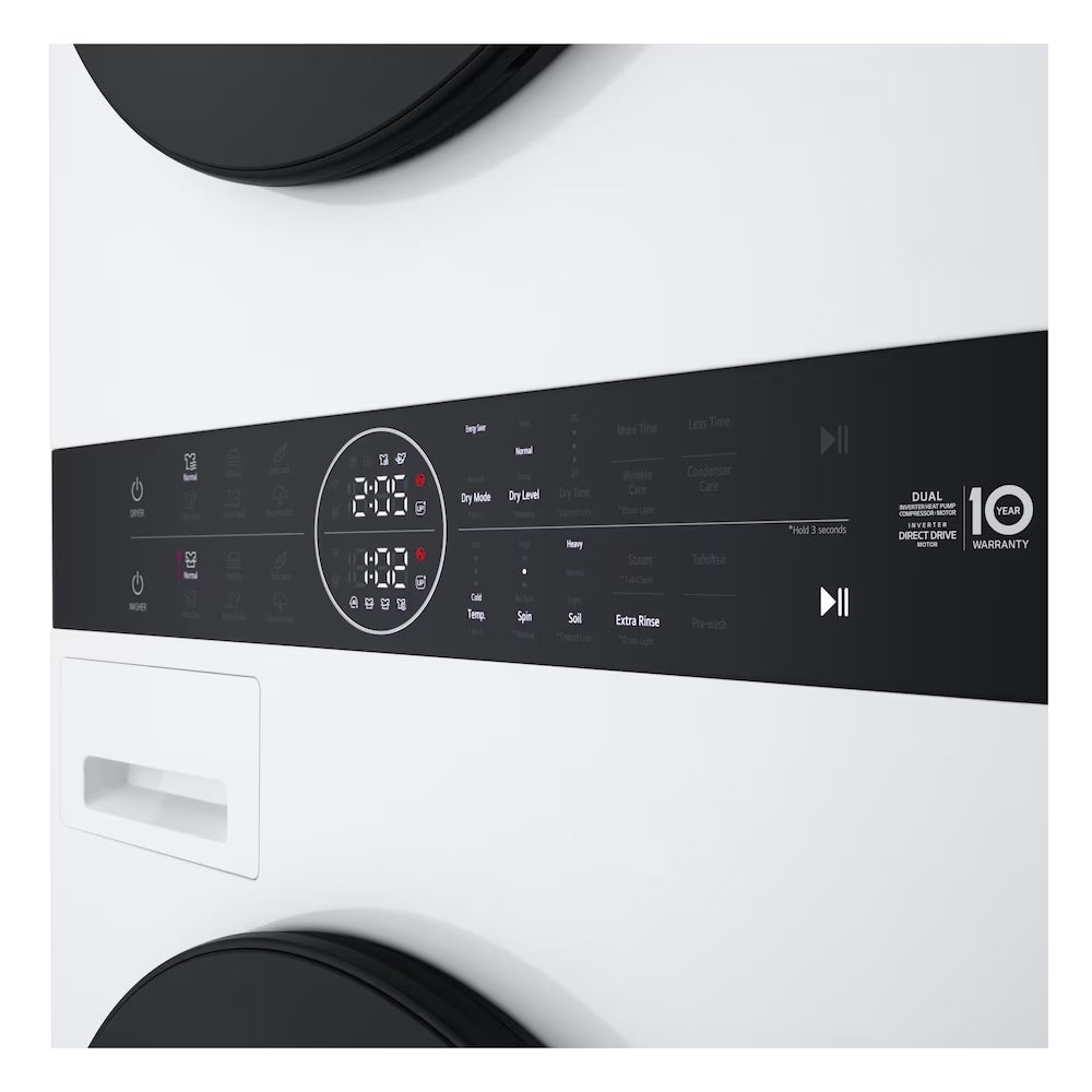 (MISSING DRYER DRAWER) LG Electronics 24-inch W Compact Single Unit WashTower with 3.1 cu. ft. Washer and 4.2 cu. ft. Dual Inverter HeatPump Technology Ventless Dryer in White