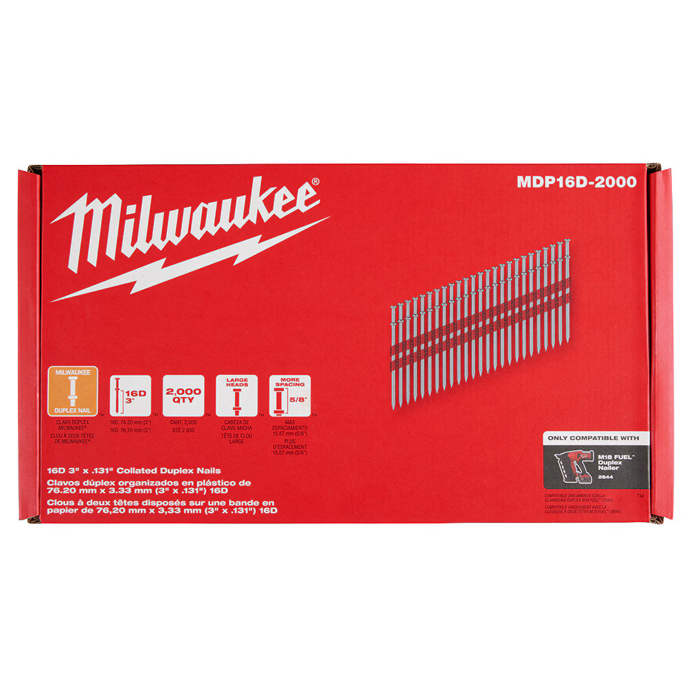 Milwaukee Tool Milwaukee 16D 3" x .131" Collated Duplex Nails