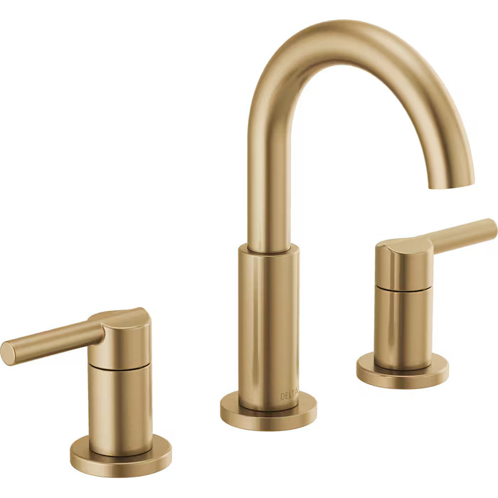 Delta Nicoli J-Spout 8 in. Widespread Two-Handle Bathroom Faucet in Champagne Bronze