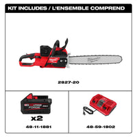 MILWAUKEE
Fuel™ 20" Dual Battery Chainsaw Kit, Battery Powered, 5.8 HP