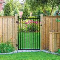 Nuvo Iron 3.75" x 5.67' Benitoite Profile Iron Center Point Fence Gate Black