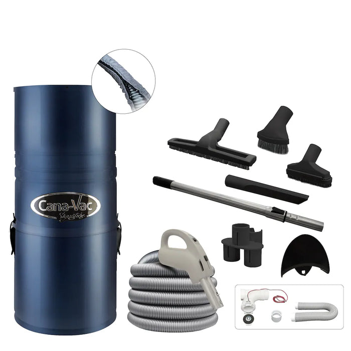 Cana-Vac Pro 490 Central Vacuum Air Kit, 600 AW, 140.9'' Water lift, 30 ft accessories kit included