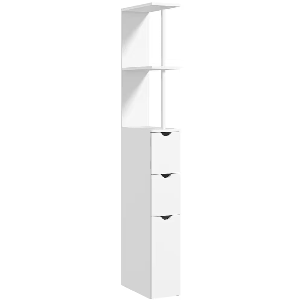HOMCOM 5.9-inch Bathroom Floor Cabinet with Drawers and Open Shelves in White