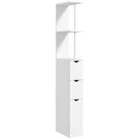HOMCOM 5.9-inch Bathroom Floor Cabinet with Drawers and Open Shelves in White