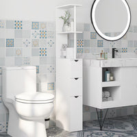 HOMCOM 5.9-inch Bathroom Floor Cabinet with Drawers and Open Shelves in White