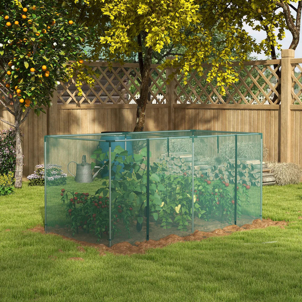 Outsunny 8 ft. x 4 ft. Patio Crop Cage, Plant Protection Tent with Zippered Door