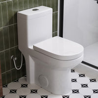 HOROW 1-Piece 4.0/6.0 LPF Dual Flush Round Compact Toilet in White with UF Soft Close Seat Included
