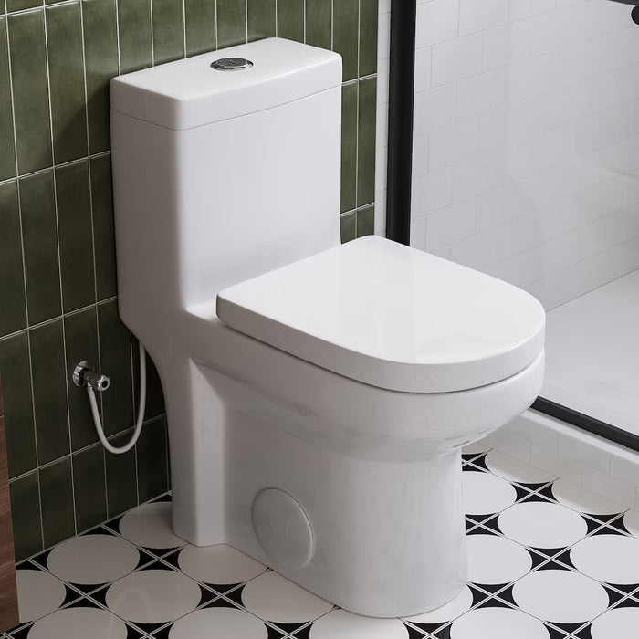 HOROW 1-Piece 4.0/6.0 LPF Dual Flush Round Compact Toilet in White with UF Soft Close Seat Included