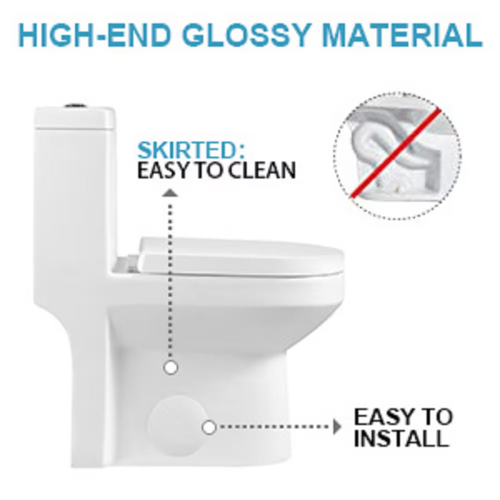 HOROW 1-Piece 4.0/6.0 LPF Dual Flush Round Compact Toilet in White with UF Soft Close Seat Included