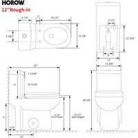 HOROW 1-Piece 4.0/6.0 LPF Dual Flush Round Compact Toilet in White with UF Soft Close Seat Included