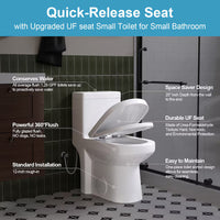 HOROW 1-Piece 4.0/6.0 LPF Dual Flush Round Compact Toilet in White with UF Soft Close Seat Included