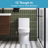 HOROW 1-Piece 4.0/6.0 LPF Dual Flush Round Compact Toilet in White with UF Soft Close Seat Included