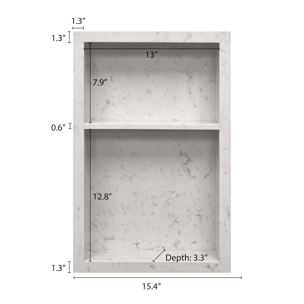 Modamo 15-inch x 24-inch Carrara Shower Niche
