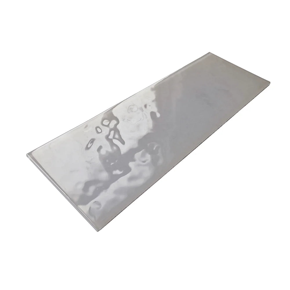 4x12-inch LuxySplash Soft Grayish Textured Glass Wall Tile - 1sq. ft. (3pcs)