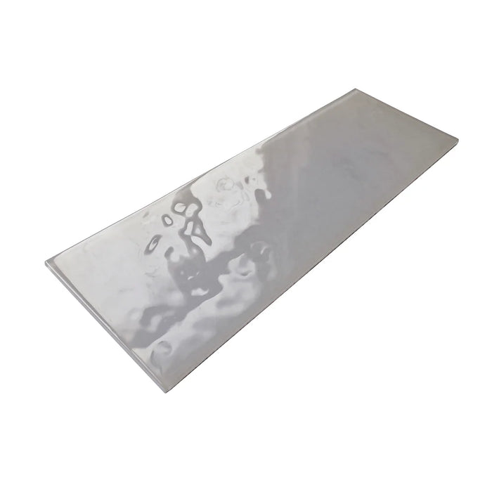 4x12-inch LuxySplash Soft Grayish Textured Glass Wall Tile - 1sq. ft. (3pcs)