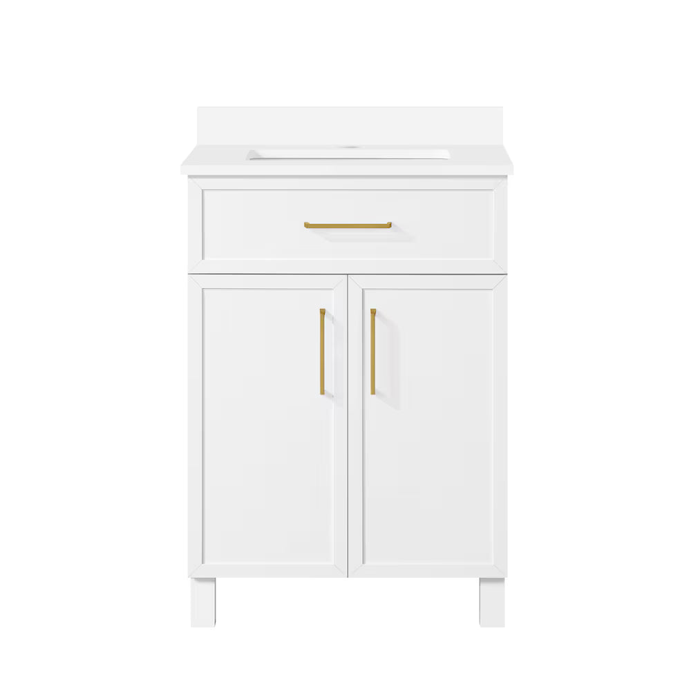 24" White Single Bathroom Vanity