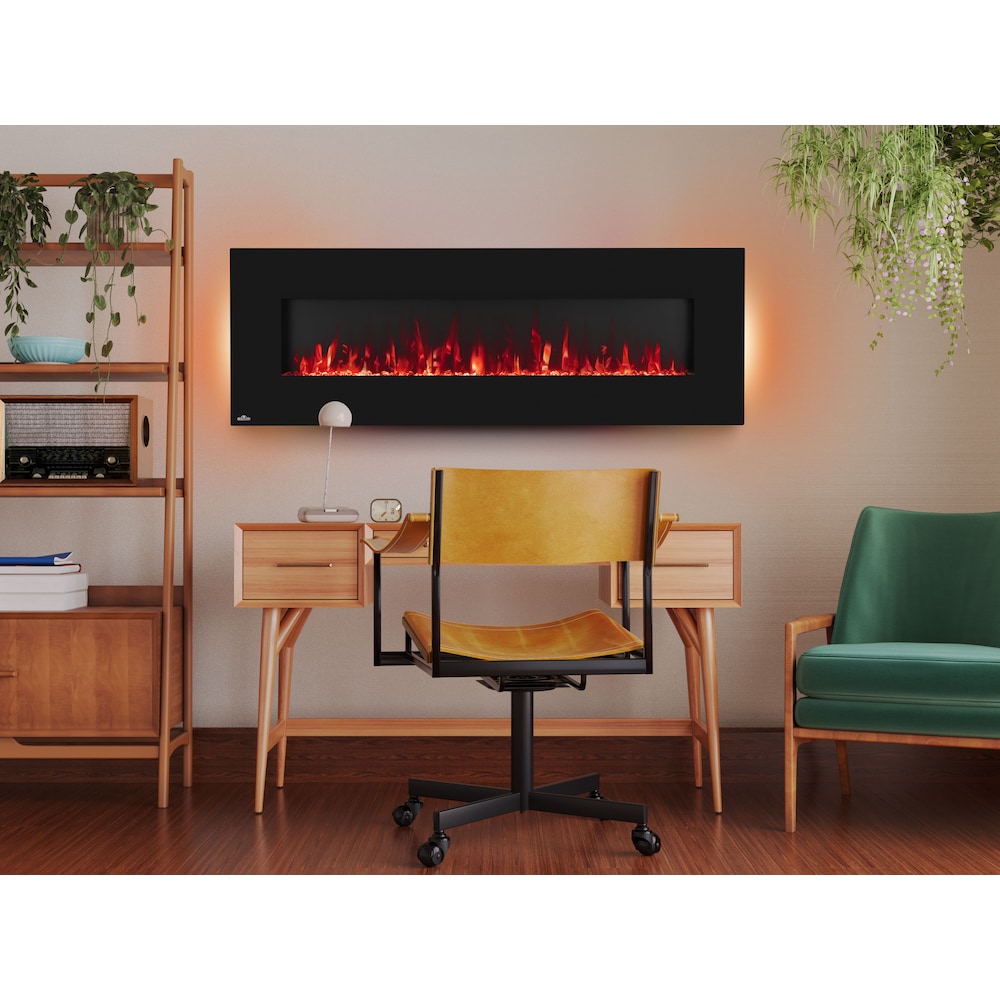 Napoleon Lumi 58-inch Surface Wall Electric Fireplace with Backlighting in Black