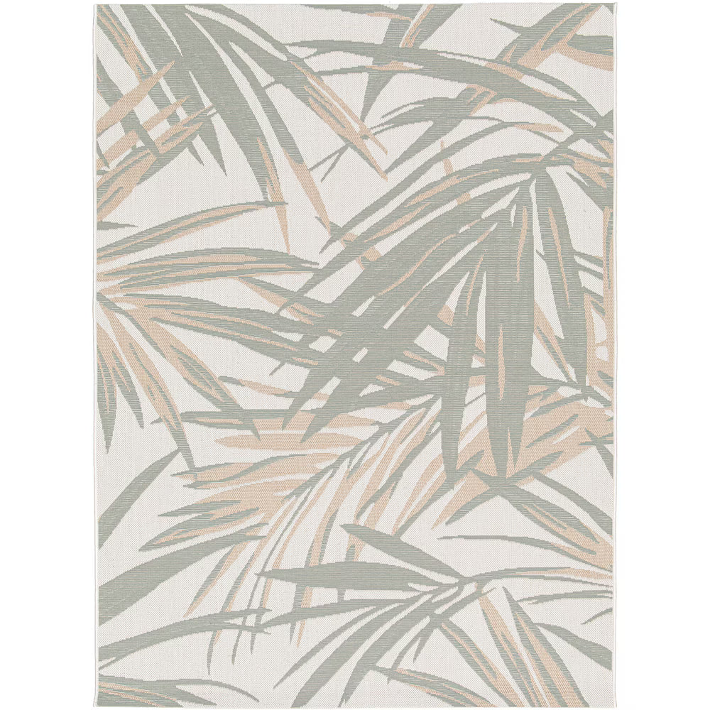 Hampton Bay Green and Beige Palm Leaf 8 ft. x 10 ft. Indoor/Outdoor Area Rug