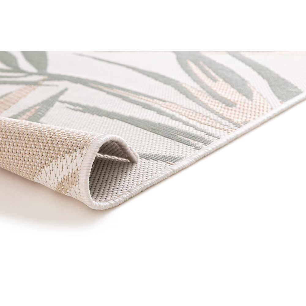 Hampton Bay Green and Beige Palm Leaf 8 ft. x 10 ft. Indoor/Outdoor Area Rug