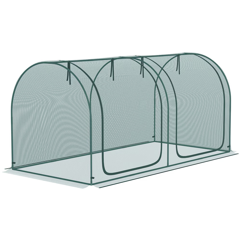 Outsunny 8 x 3 ft Crop Cage Plant Protection Tent with Zippered Doors