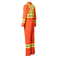 Forcefield Women's Hi-Vis Safety FR Treated Cotton Coverall - Orange SZ M