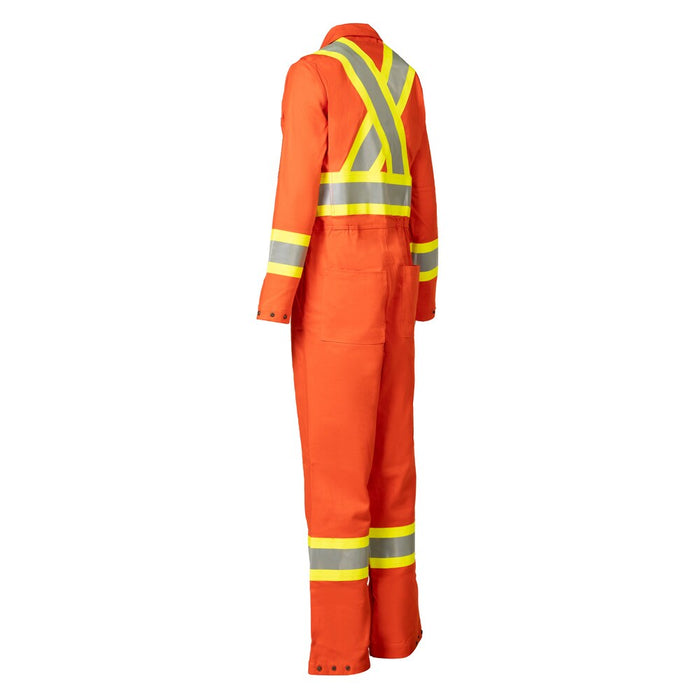 Forcefield Women's Hi-Vis Safety FR Treated Cotton Coverall - Orange SZ M