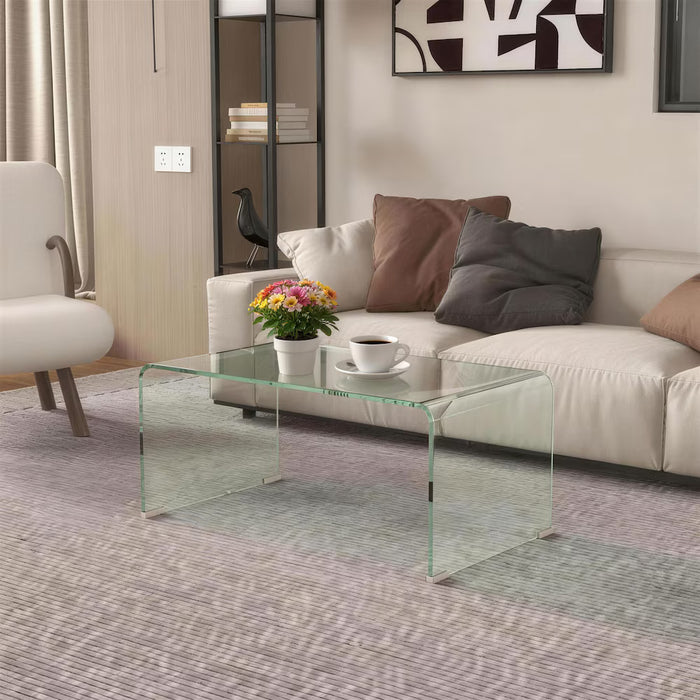 HOMCOM Clear Tempered Glass Centre Table for Living Room